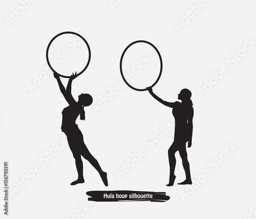 Hula hoop dancer silhouettes vector design
