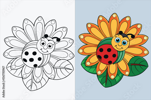 illustration of a ladybug coloring page 