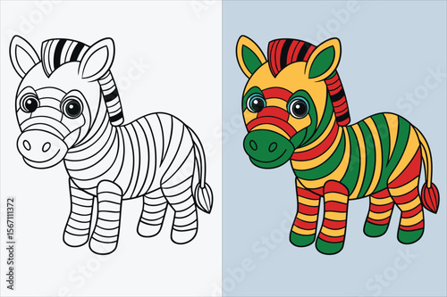 illustration of a  zebra coloring page