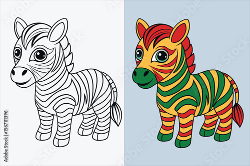 illustration of a zebra coloring page