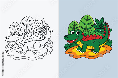 illustration of a crocodile coloring page