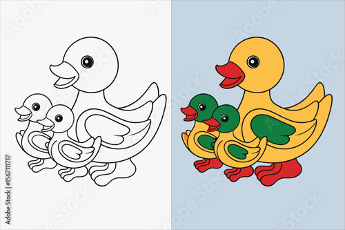 illustration of a duck coloring page