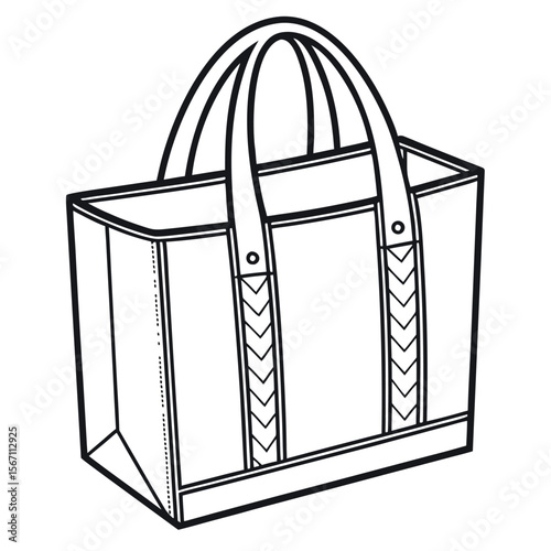Black and white tote bag with handles handbag accessory