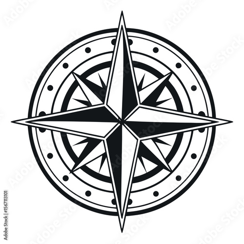 Black Compass Rose Design navigation direction