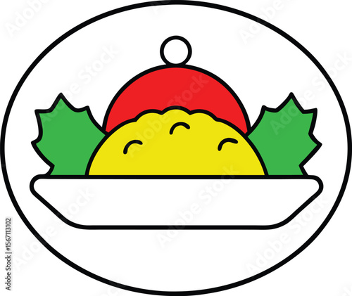 vector outline christmas dinner plate logo icon wi (1).eps