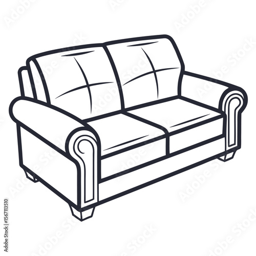 Classic sofa with plush cushions couch furniture