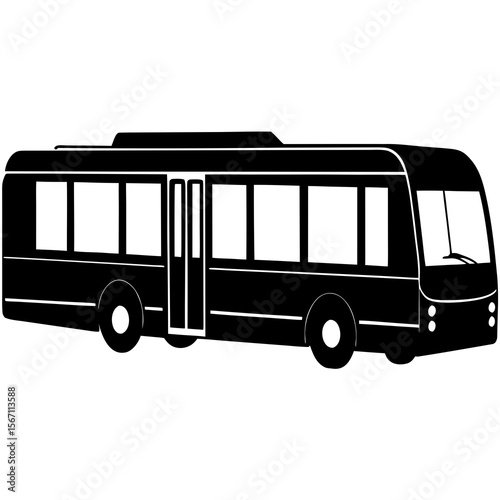 A silhouette of a metro bus on white background 