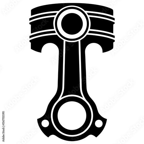  A silhouette of a engine piston on white background 