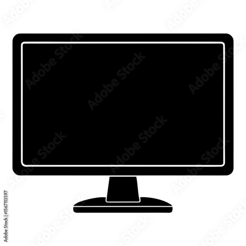  A silhouette of a lcd monitor on white background 