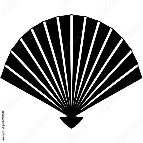A silhouette of a paper fan on white background 