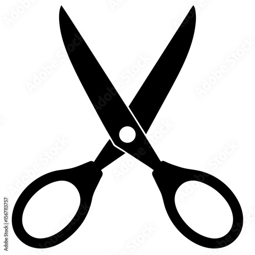  A silhouette of a scissors on white background 