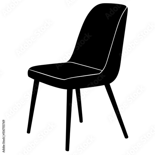 black leather chair isolated on silhouette  white background 