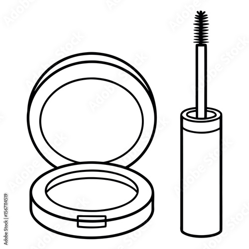 Mascara and compact powder makeup cosmetics