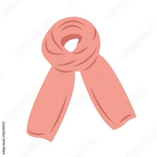 Cozy autumn pink scarf vector illustration in flat style. Hand drawn art perfect for banners posters and social media seasonal design