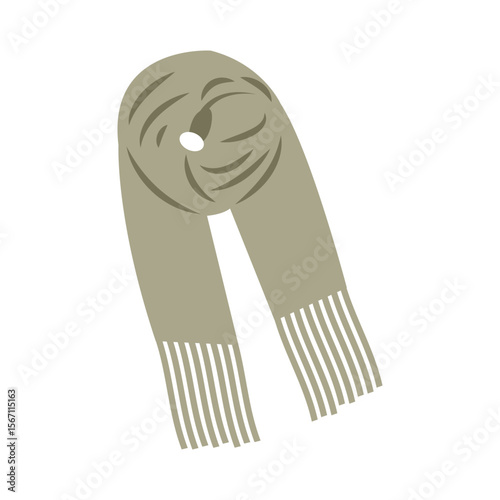 Cozy autumn green scarf vector illustration in flat style. Hand drawn art perfect for banners posters and social media seasonal design