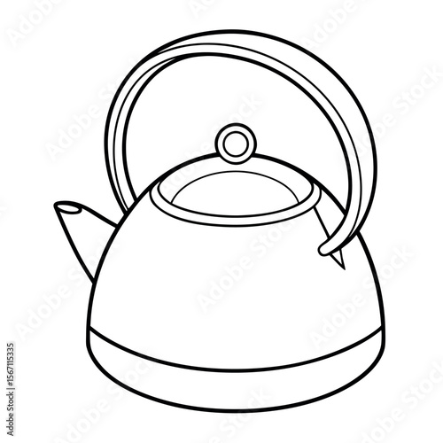 Rounded kettle with curved handle teapot cookware