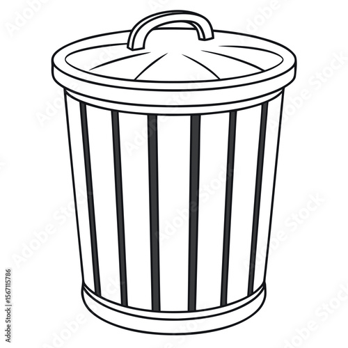 Trash can with lid and handle waste garbage