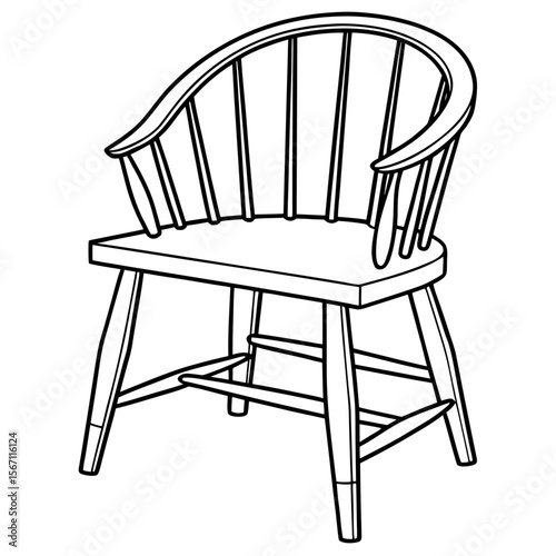 Wooden armchair with curved back and spindles furniture