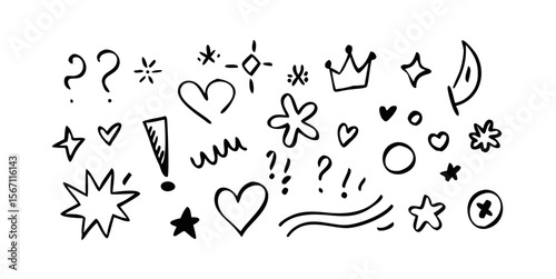 Hand drawn doodle elements vector illustration sketch design for decoration