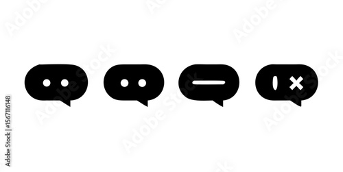Chat bubble icon set with dots minus and close symbols vector graphic design