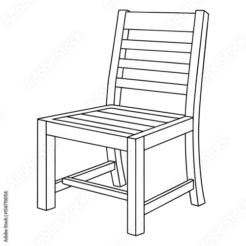 Wooden chair with slatted back and seat vector
