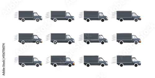 Moving delivery trucks vector art for logistics and transportation company needs