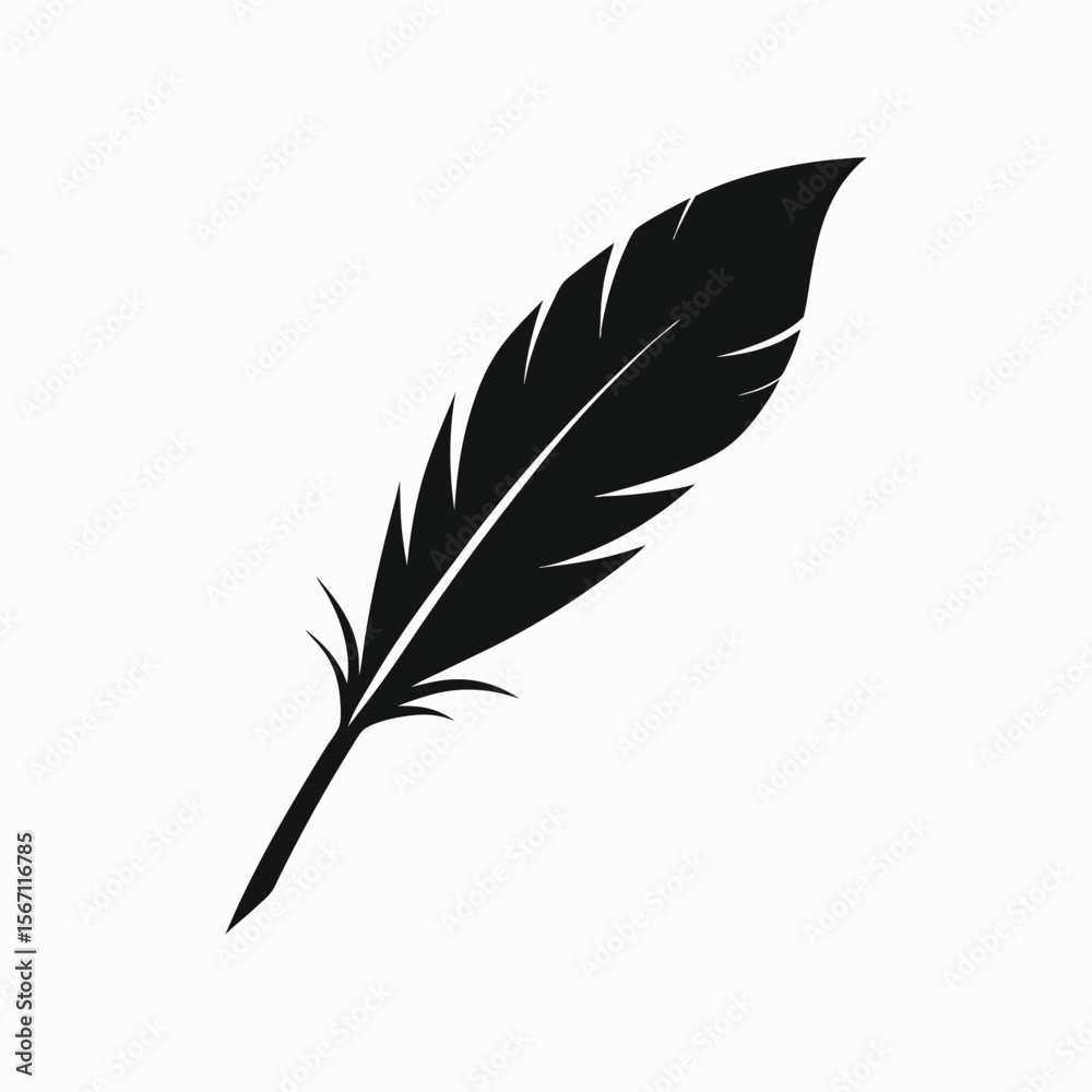 Obraz premium feather Silhouette on white background