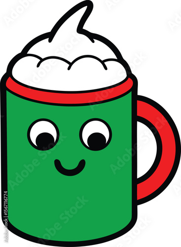 vector outline hot cocoa mug logo icon with white .eps