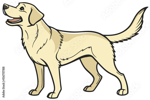 Cartoon Golden Labrador Retriever Standing Sideways with Happy Expression a Charming Illustration of a Beloved Canine Breed