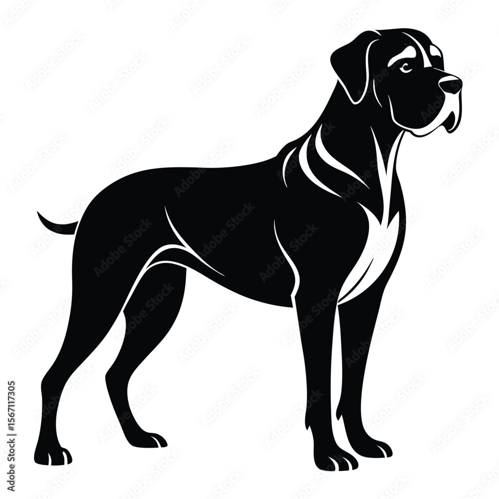 Fototapeta premium Elegant and Strong Cane Corso Dog Silhouette Illustration of a noble breed for animal lovers and design enthusiasts alike