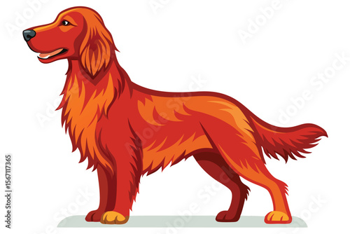 Striking Irish Setter Illustration Standing Proudly with a Rich, Fiery Coat and Noble Stance, Evoking Elegance and Breed Standards