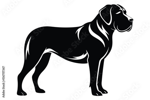 Elegant Silhouette of a Great Dane A Striking Vector Illustration Capturing the Breed's Majestic Form and Powerful Stature