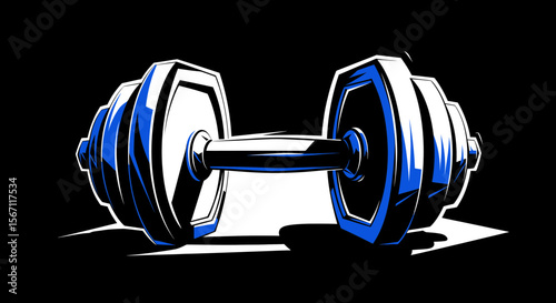 Isolated metal gym dumbbell for heavy fitness training on white