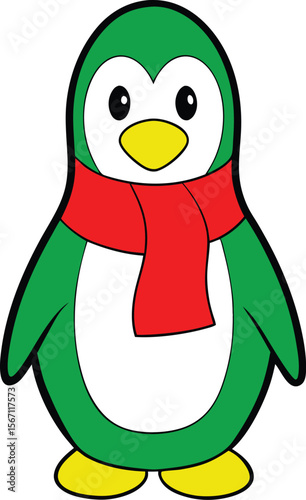 vector outline penguin with scarf logo icon with w.eps
