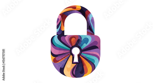 Abstract Colorful Padlock Illustration Security, Privacy, and Protection Concept