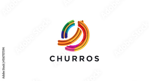 Vibrant Churros Logo Design Colorful Abstract Branding for Sweet Treats