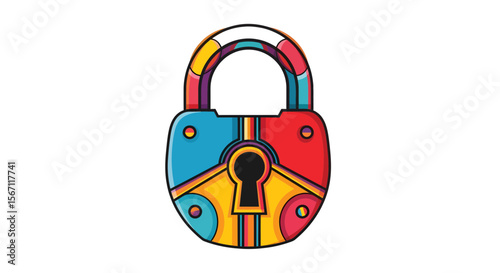 Vibrant Colorful Padlock Illustration Security, Protection, Privacy Concept