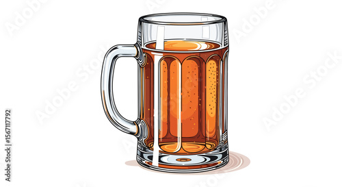 Refreshing Amber Ale in a Crystal Beer Mug A Crisp Illustration