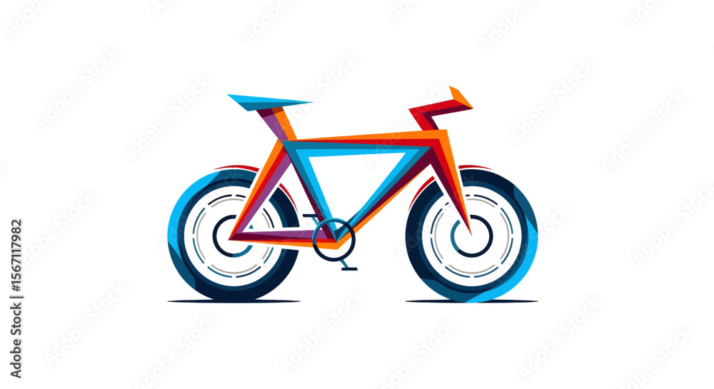 Fototapeta premium Abstract Geometric Bicycle Illustration Colorful Low Poly Design for Cycling, Sports, and Fitness Concepts