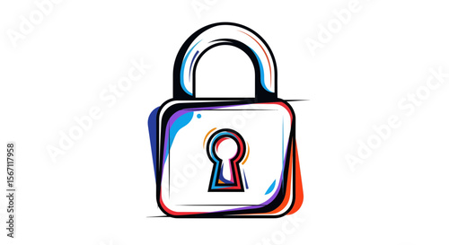 Abstract Colorful Padlock Illustration Security, Privacy, Protection Concept