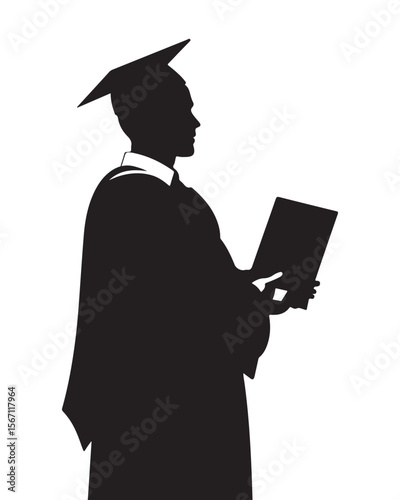 silhouette design of female graduate student vector art
