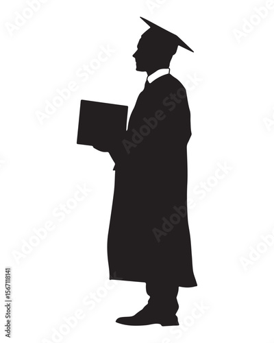 silhouette design of female graduate student vector art