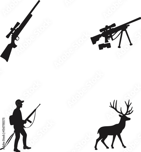 Hunting silhouettes rifles deer hunter weaponry