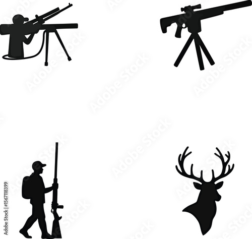 Hunting silhouettes rifleman deer sniper weapon