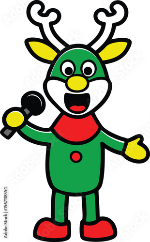 vector outline singing reindeer logo icon with whi (1).eps