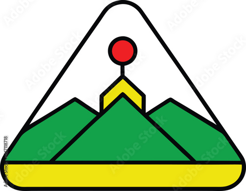 vector outline ski slope logo icon with white back.eps