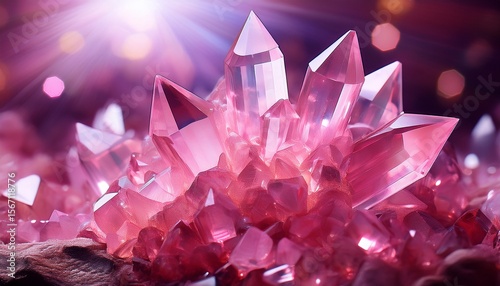mesmerizing close up of shimmering pink crystals radiating light