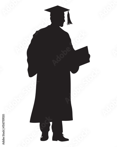 silhouette design of female graduate student vector art