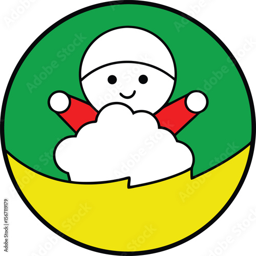 vector outline snowball fight logo icon with white (1).eps