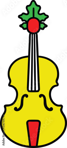 vector outline violin with holly logo icon with wh (1).eps